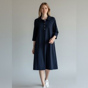 Jane‎ Atelier Britain Blue Collared Dress Button Detail Made in Romania US 14